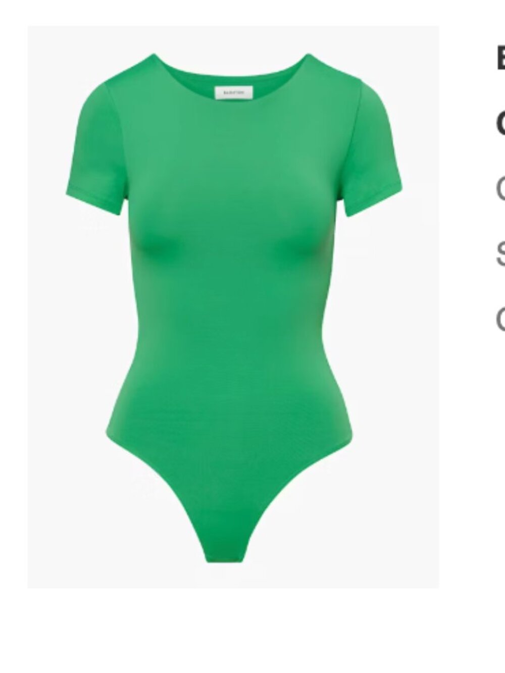 Babaton CONTOUR CREW SHORTSLEEVE BODYSUIT Color: NATURE GREEN Size: M